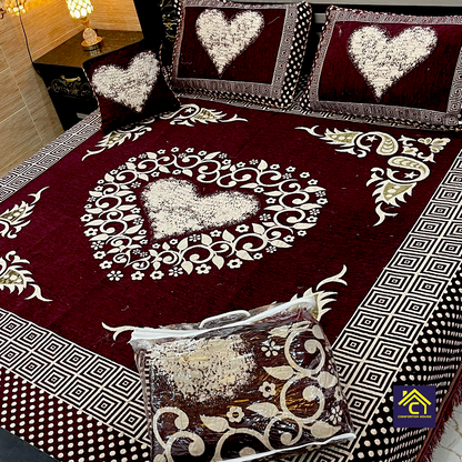 Comforter House | 4 Pcs Velvet Jacquard Fancy Bed Set