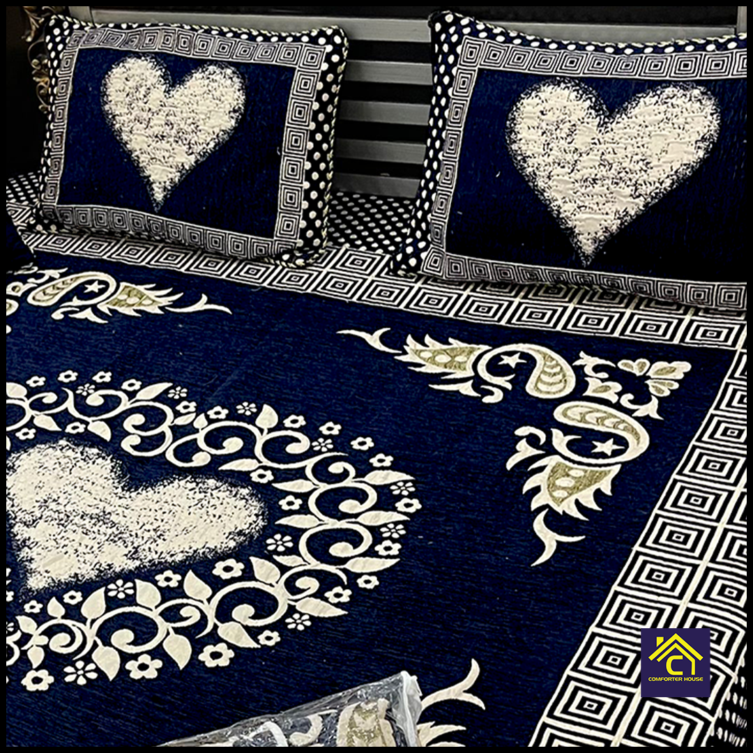 Comforter House | 4 Pcs Velvet Jacquard Fancy Bed Set