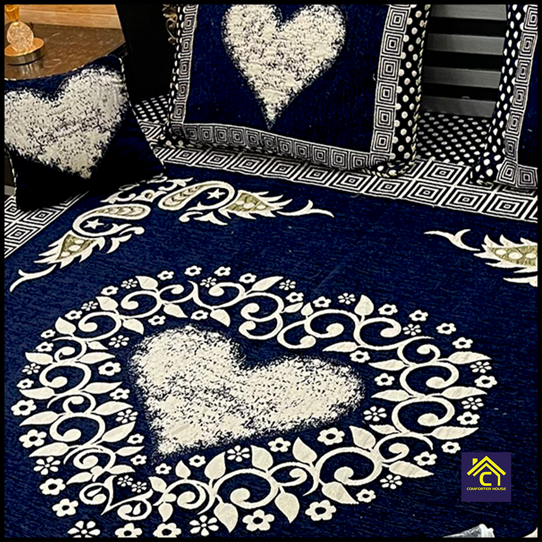 Comforter House | 4 Pcs Velvet Jacquard Fancy Bed Set