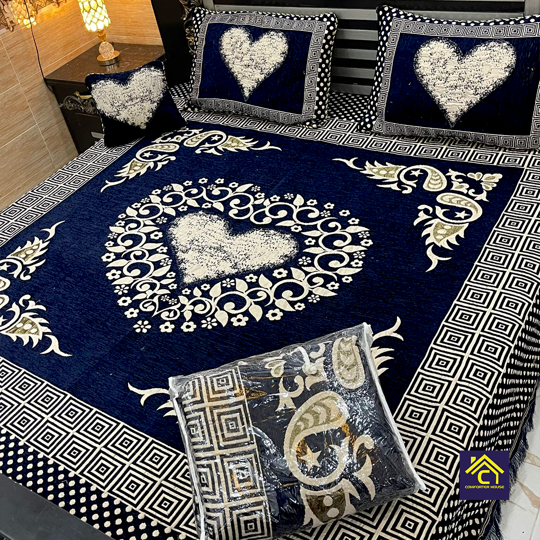 Comforter House | 4 Pcs Velvet Jacquard Fancy Bed Set