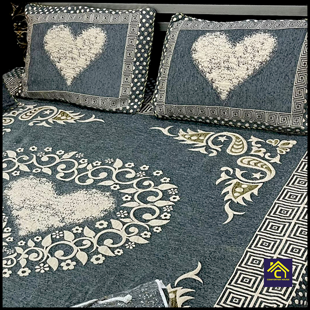 Comforter House | 4 Pcs Velvet Jacquard Fancy Bed Set