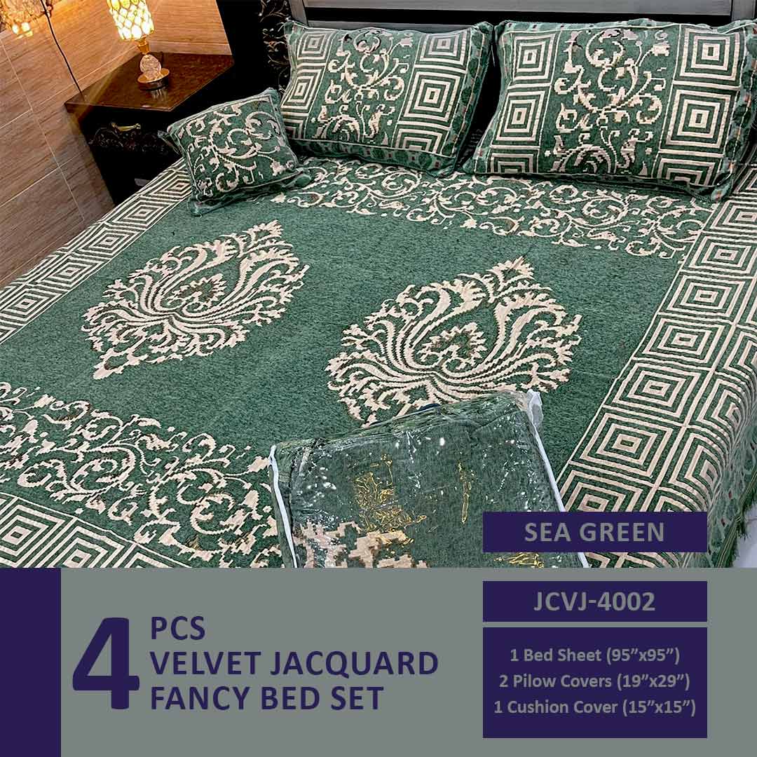 Comforter House | 4 Pcs Velvet Jacquard Fancy Bed Set