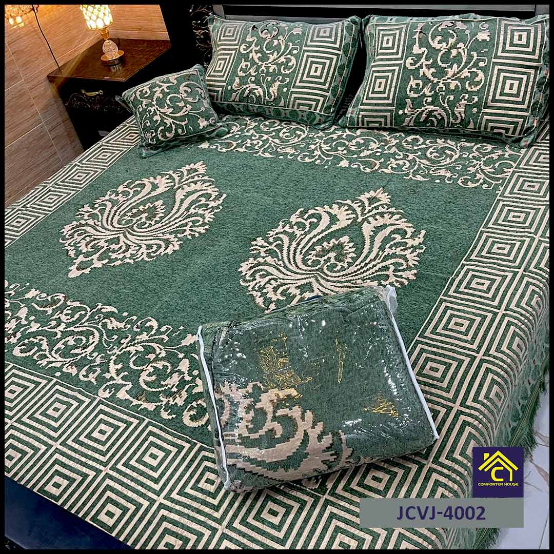 Comforter House | 4 Pcs Velvet Jacquard Fancy Bed Set