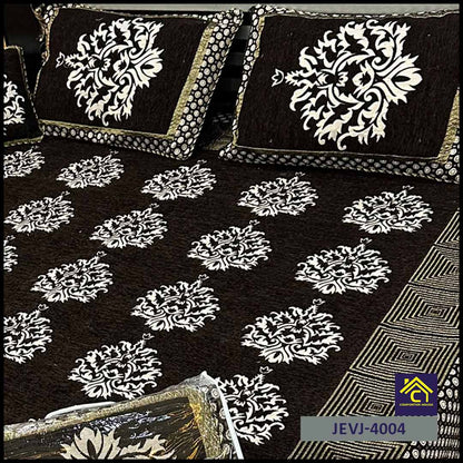 Comforter House | 4 Pcs Velvet Jacquard Fancy Bed Set