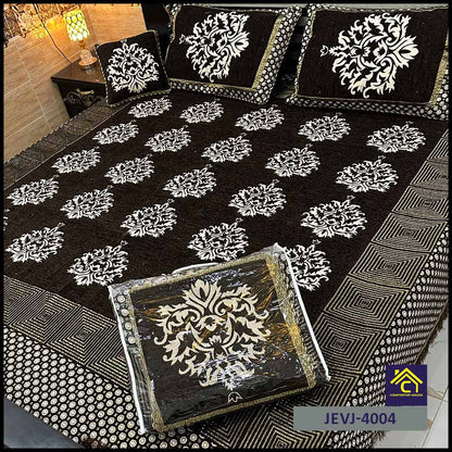 Comforter House | 4 Pcs Velvet Jacquard Fancy Bed Set