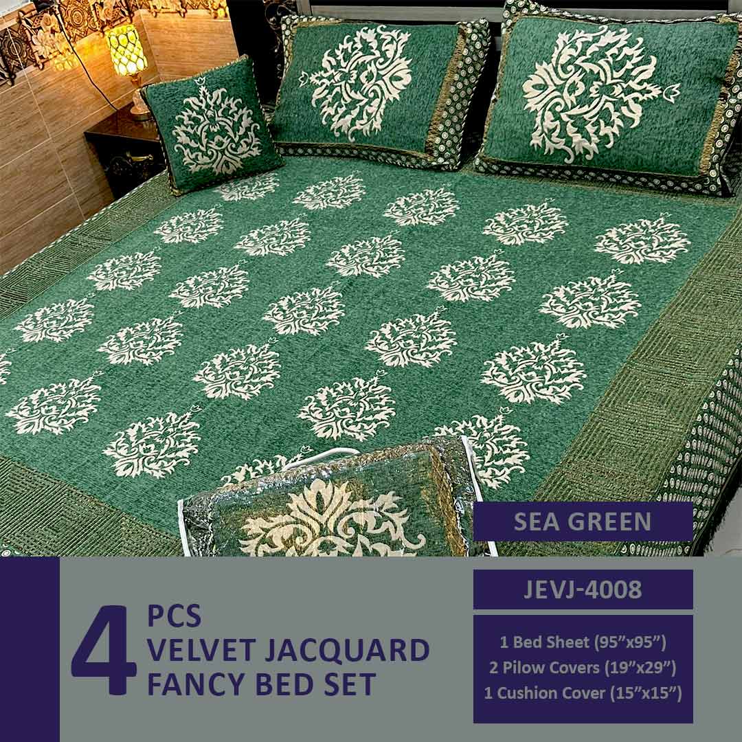 Comforter House | 4 Pcs Velvet Jacquard Fancy Bed Set